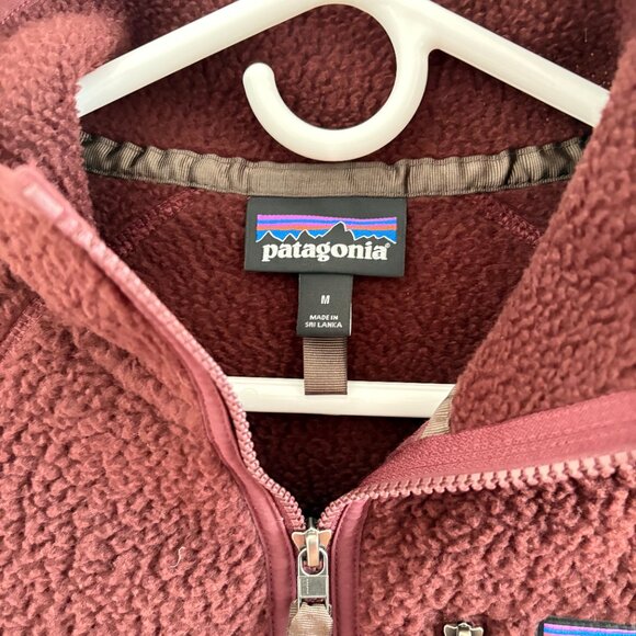 Patagonina Men's Retro Pile Fleece Jacket | Maroon/Burgundy - Picture 3 of 3